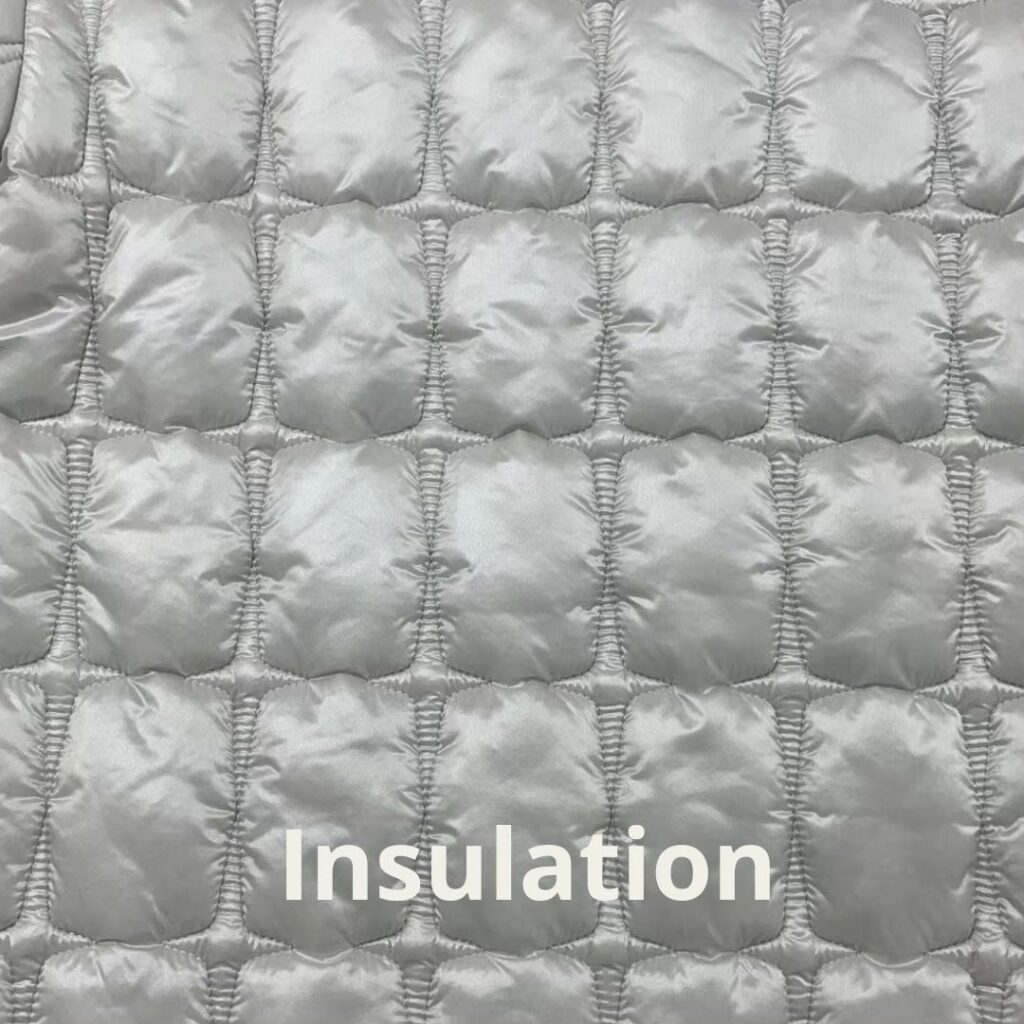 Quilted insulation in a winter jacket.